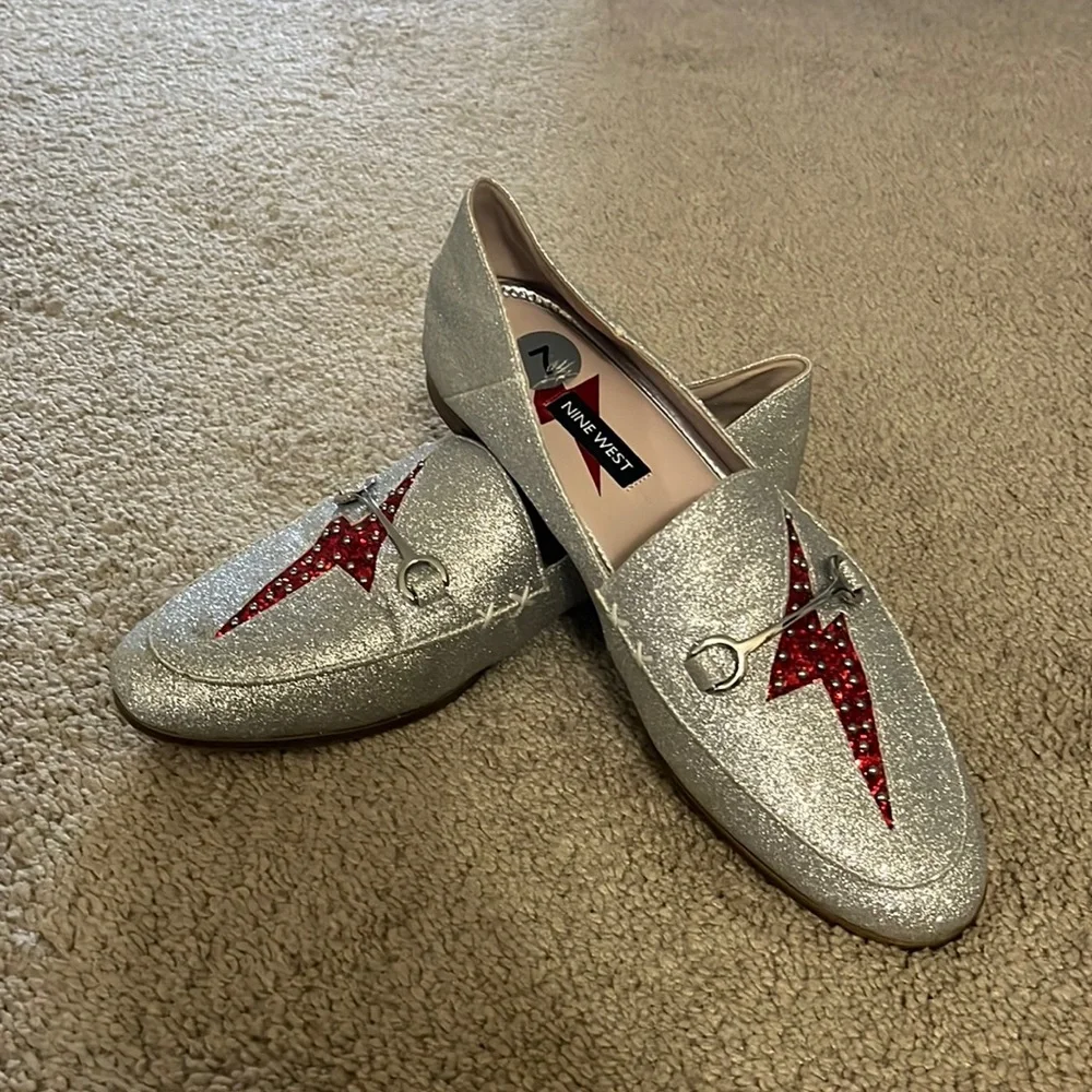 Nine West lightening bolt glitter loafers - Picture 1 of 2